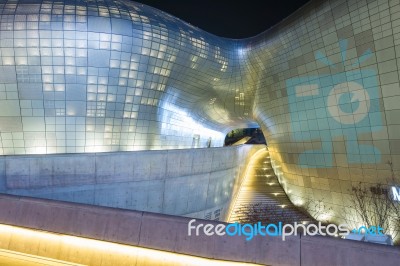 Seoul, South Korea - March 15: Dongdaemun Design Plaza Is A Modern Architecture In Seoul Designed By Zaha Hadid.photo Taken March 15,2015 In Seoul, South Korea Stock Photo