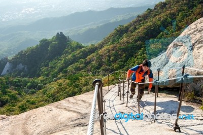 Seoul, South Korea - Sep 27: Climbers And Tourists On Bukhansan Mountain. Photo Taken On Sep 27, 2015 In Seoul, South Korea Stock Photo