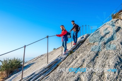 Seoul, South Korea - Sep 27: Climbers And Tourists On Bukhansan Mountain. Photo Taken On Sep 27, 2015 In Seoul, South Korea Stock Photo