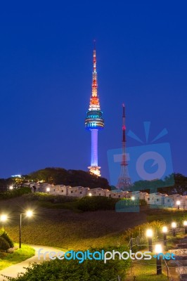 Seoul Tower,namsan Tower In Korea Stock Photo