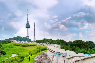 Seoul Tower,namsan Tower In Korea Stock Photo