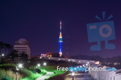 Seoul Tower,namsan Tower In Korea Stock Photo