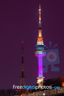 Seoul Tower,namsan Tower In Korea Stock Photo