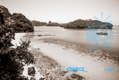 Sepia Color Ko Wua Talap Island Stock Photo