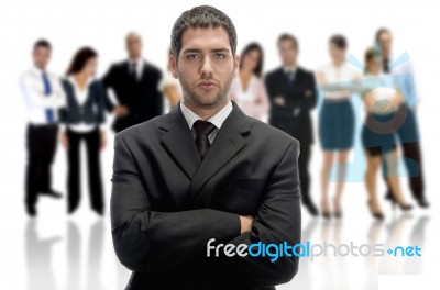 Serious Businessman With Crossed Arms Stock Photo