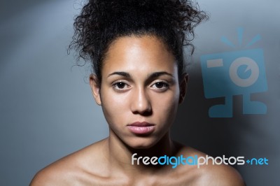 Serious Young Black Woman Stock Photo