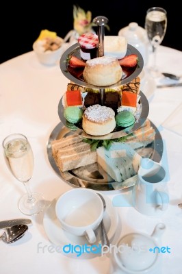 Served Table In Restaurant Stock Photo