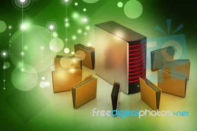 Server With File Folder Stock Image