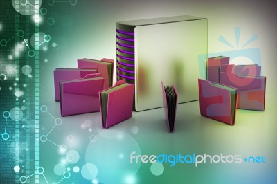 Server With File Folder Stock Image