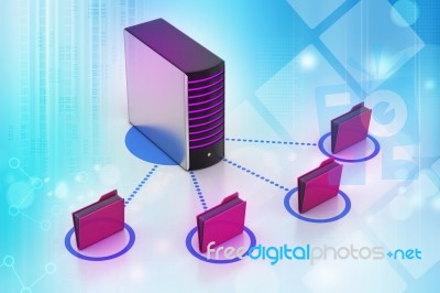 Server With File Folder Stock Image