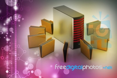 Server With File Folder Stock Image