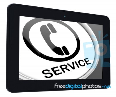 Service  Tablet Means Call For Customer Help Stock Image