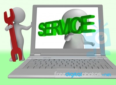 Service Word Carried By 3d Character Showing Maintenance And Repair Stock Image