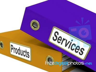 Services Products Folders Show Business Service And Merchandise Stock Image