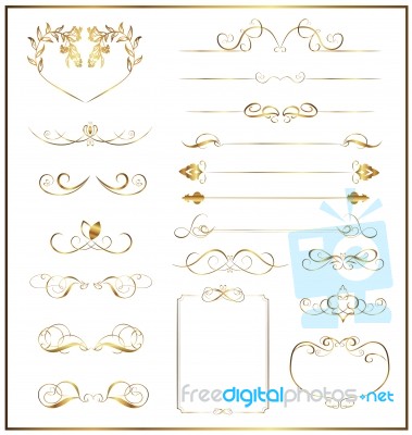 Set Calligraphic Gold Stock Image