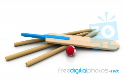 Set Equipment For Cricket Stock Image