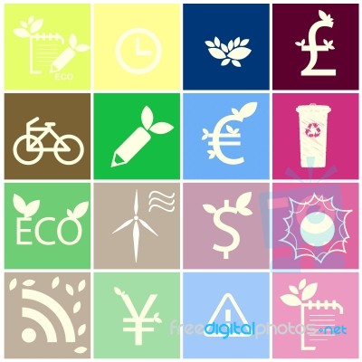 Set Icon With Eco Plant Stock Image