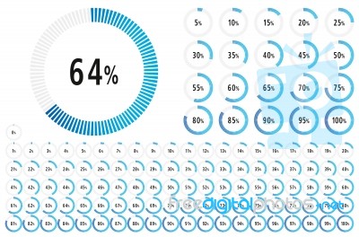 Set Of 0-100 Percentage Ready To Use For Infographics With Blue Stock Image