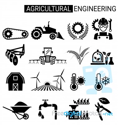 Set Of Agricultural Engineering Icon Design For Agriculture Stock Image