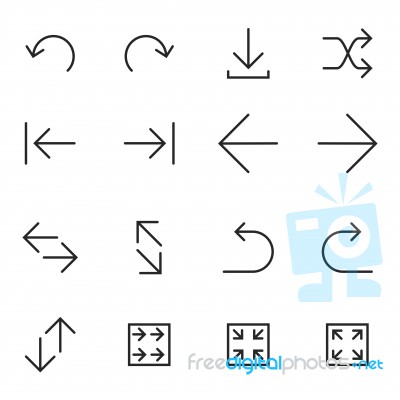 Set Of Arrow Icons- Iconic Simple Line Stock Image