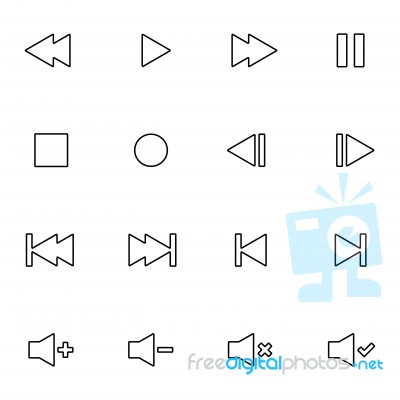 Set Of Audio Video Control Line Icon Stock Image