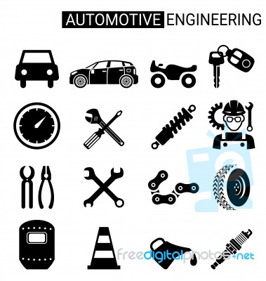 Set Of Automotive Engineering Icon Design For Industry Stock Image