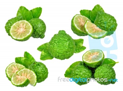 Set Of Bergamot Isolated On White Background Stock Photo