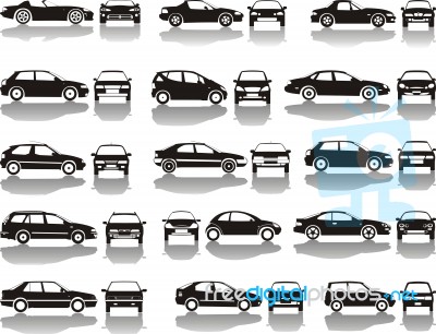 Set Of Black Cars Stock Image