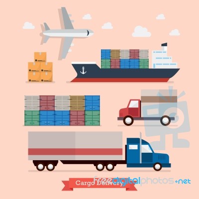 Set Of Cargo Transportation Stock Image