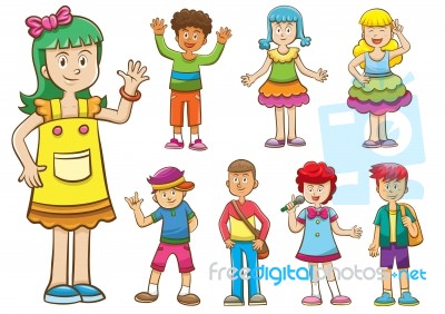 Set Of Cartoon Kids Stock Image