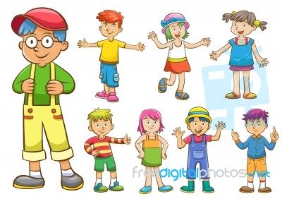 Set Of Cartoon Kids Stock Image