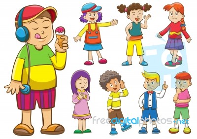 Set Of Cartoon Kids Stock Image