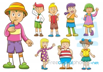 Set Of Cartoon Kids Stock Image