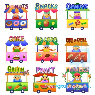 Set Of Cartoon Shops Stock Image