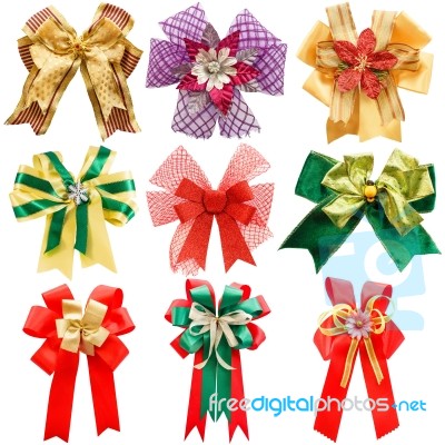 Set Of Colorful Bows On White Background (isolated) Stock Photo