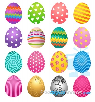 Set Of Colorful Eggs For Easter Day Stock Image