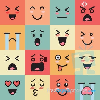 Set Of Colorful Emoticons Stock Image