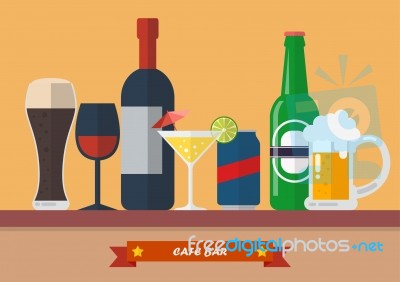 Set Of Drink Bar Flat Icon Stock Image