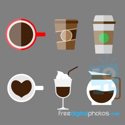 Set Of Drink, Flat Design- Illustration Stock Image