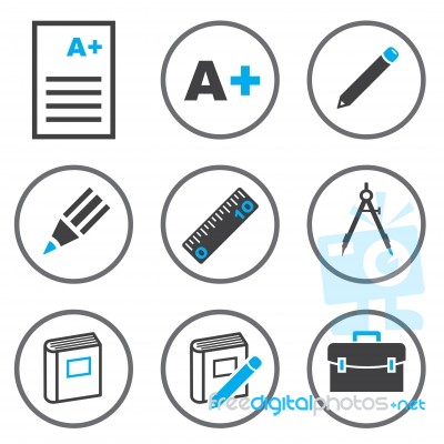 Set Of Education Icon In Circle Line- Iconic Design Stock Image