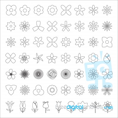 Set Of Flower Line Icon Stock Image