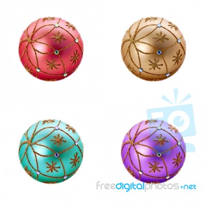 Set Of Four Luxurious Christmas Balls Stock Photo