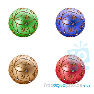 Set Of Four Luxurious Christmas Balls Stock Photo