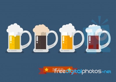 Set Of Glasses Of Light And Dark Beer Stock Image