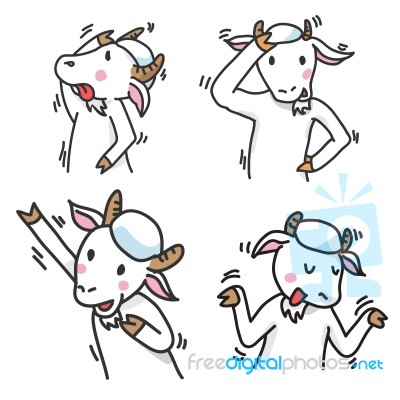 Set Of Goat Cartoon Characters, Group 2 -  Illustration Stock Image