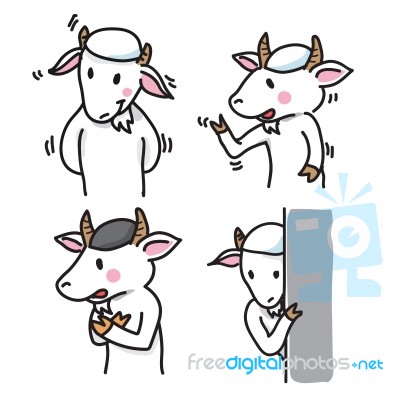 Set Of Goat Cartoon Characters, Group 3 -  Illustration Stock Image