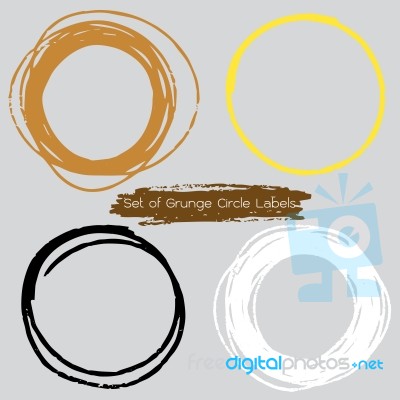 Set Of Grunge Circle Labels, Banners Doodle Hand Drawn Stock Image