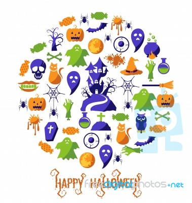 Set Of Happy Halloween Icons Stock Image