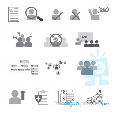 Set Of Human Resource Flat Line Icon Stock Image