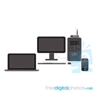 Set Of Icon Display, Laptop, Tablet Computer And Mobile Stock Image